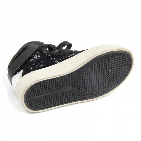 G4204 sneaker bimba girl CRIME black/silver leather/fabric paillettes shoe kid