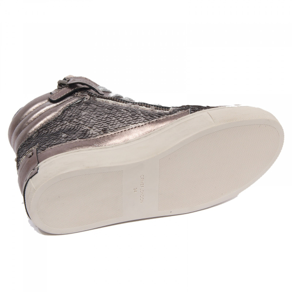 G4260 sneaker bimba girl CRIME grey/beige metallic effect paillettes shoe kid