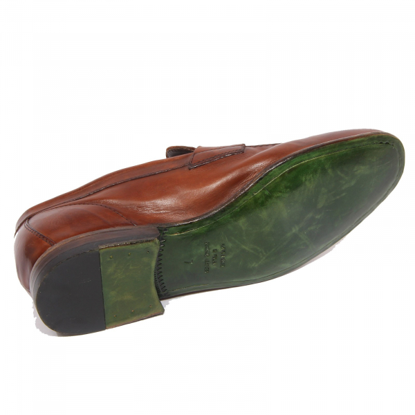G4514 mocassino uomo GREEN GEORGE brown leather loafer shoe man