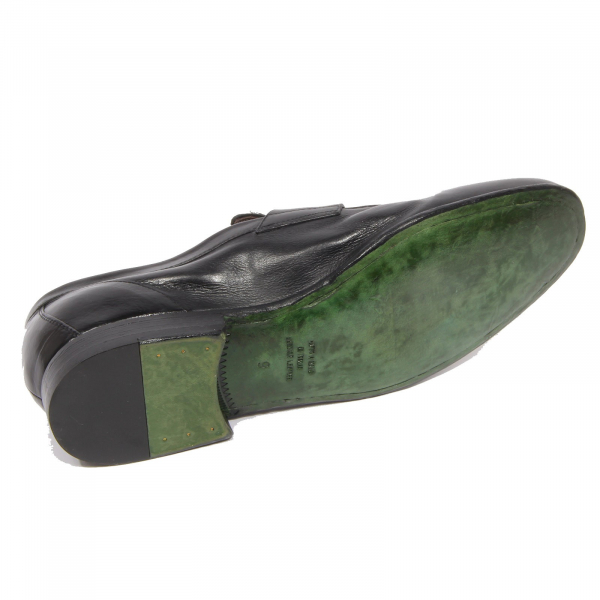 G4518 mocassino uomo GREEN GEORGE black leather loafer shoe man