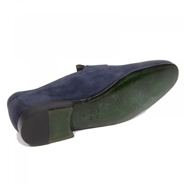 G4526 mocassino uomo GREEN GEORGE blue suede loafer shoe man