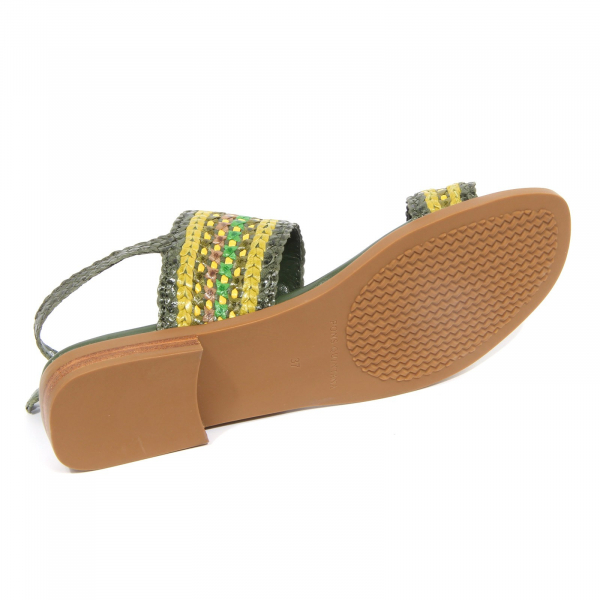 G4566 sandalo donna PONS QUINTANA green braided leather sandal shoes woman