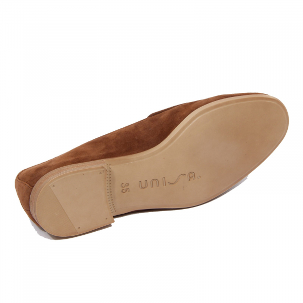 G4634 mocassino donna UNISA brown suede loafer shoe woman