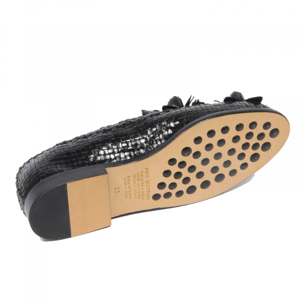 G4648 mocassino donna PONS QUINTANA black braided leather loafer woman