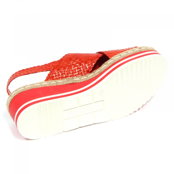 G4660 sandalo zeppa donna PONS QUINTANA red braided leather rope sandals woman