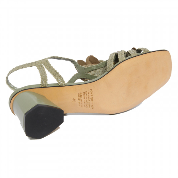 G4672 sandalo donna PONS QUINTANA green braided leather sandal shoes woman