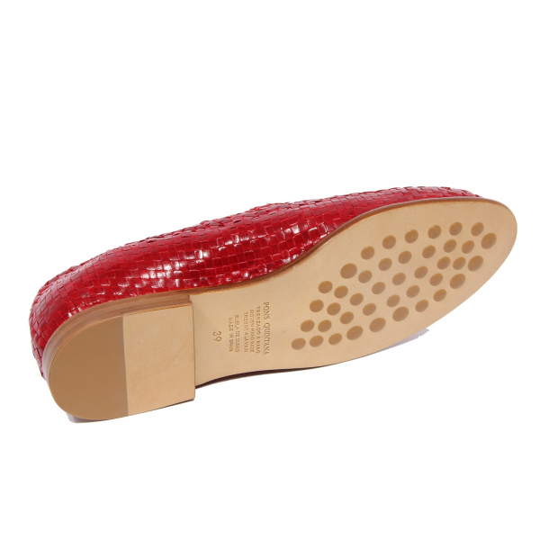 G4690 mocassino donna PONS QUINTANA red braided leather loafer woman