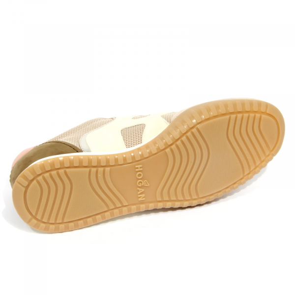 G4792 sneaker donna HOGAN OLYMPIA-Z beige/green/pink suede/fabric shoe woman