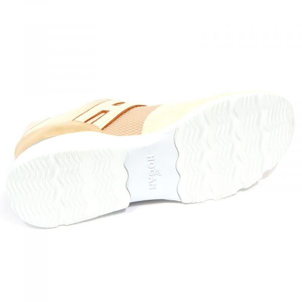 G5218 sneaker donna HOGAN ACTIVE ONE beige suede/fabric shoes woman