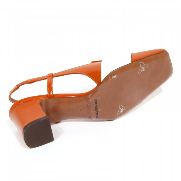 G5266 sandalo donna L'AUTRE CHOSE rust/white/ocra patent leather sandals woman