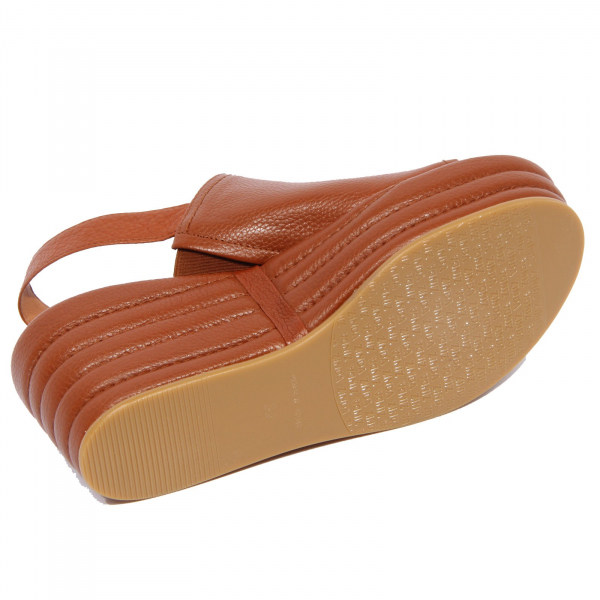 G5278 sandalo zeppa donna ZINDA tan leather sandals woman