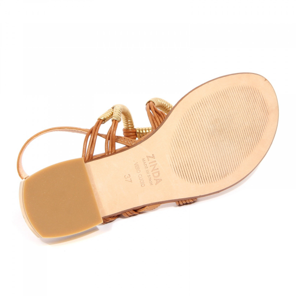 G5282 sandalo donna ZINDA tan/gold leather sandals woman