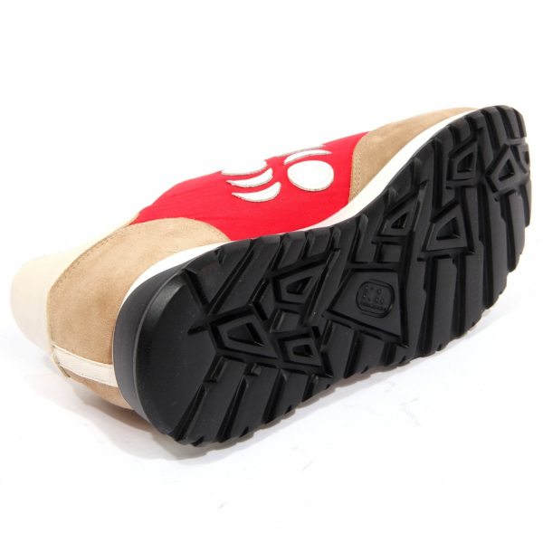 H0076 sneaker uomo PANTOFOLA D'ORO red/beige suede/fabric shoes men