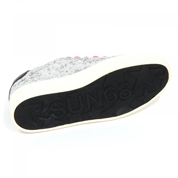 H0348 sneaker donna SUN 68 women suede/glitter shoe silver 