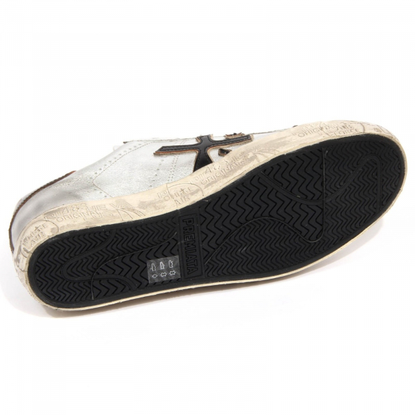 H0580 sneaker uomo   PREMIATA STEVEN men vintage effect leather shoe silver