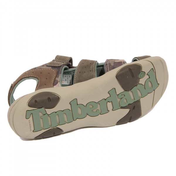 H1334 sandalo bimbo boy TIMBERLAND kid leather/fabric sandal brown/grey