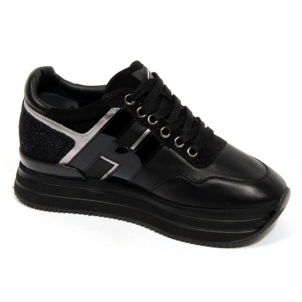 H2198 sneaker donna HOGAN woman MIDI PLATFORM H483 shoes glitter black
