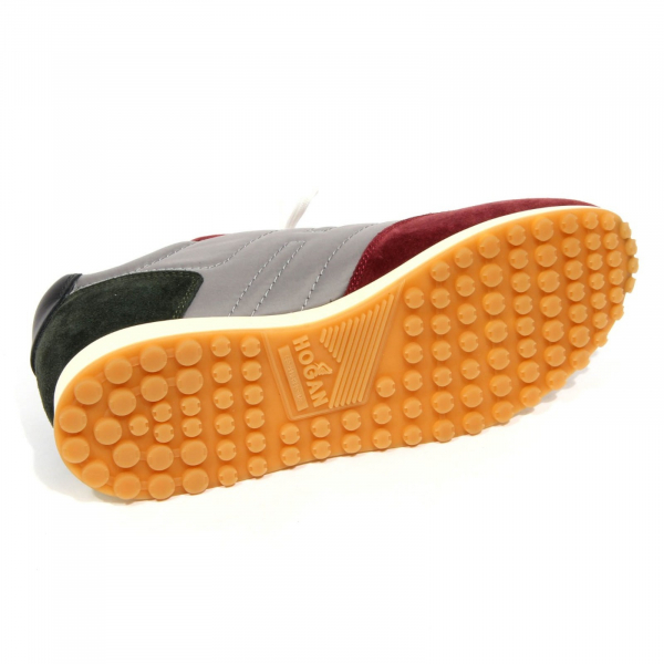 H2782 sneaker uomo HOGAN H429 man suede/fabric shoes grey/burgundy/green