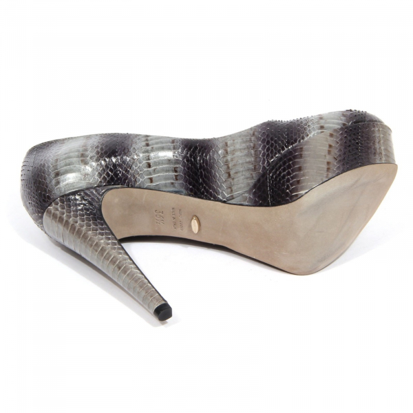 H3212 decollete donna SERGIO ROSSI BLUNT HEEL woman leather shoes grey/black