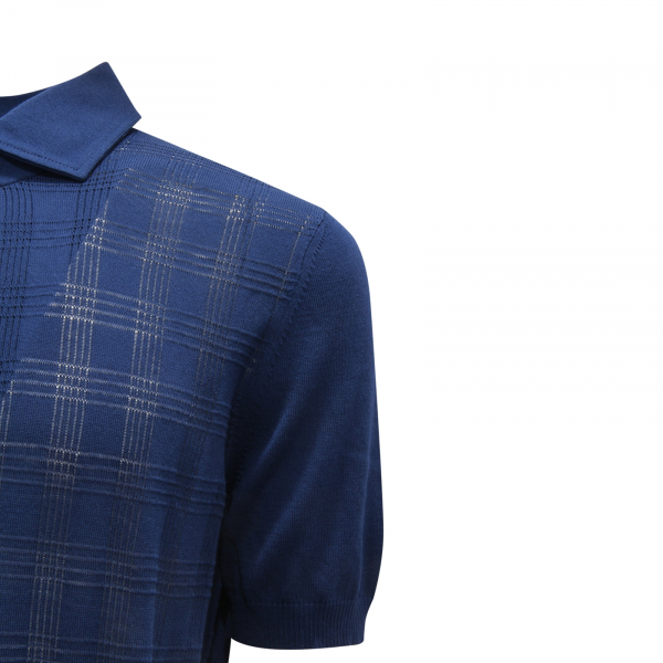 I5611 POLO UOMO LARDINI MAN PERFORATED POLO BLUE