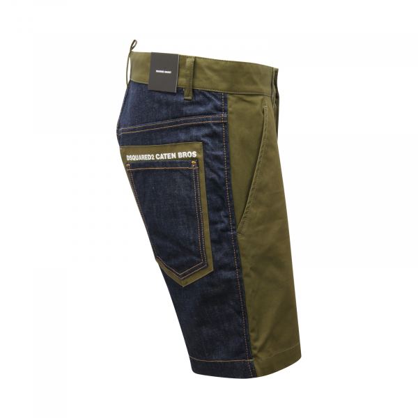 I7069 BERMUDA UOMO DSQUARED2 MARINE SHORT MAN GREEN/DENIM
