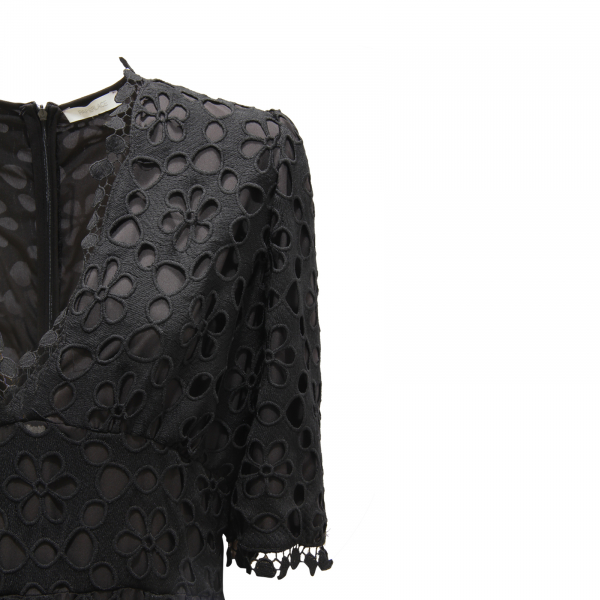 L2692 ABITO DONNA PAPERLACE SANGALLO WOMAN DRESS BLACK