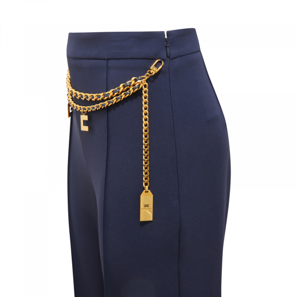 L4792 PANTALONE DONNA ELISABETTA FRANCHI WOMAN TROUSERS BLUE