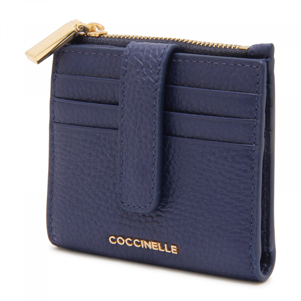 L8024 PORTAFOGLIO DONNA COCCINELLE METALLIC SOFT WOMAN WALLET BLUE 10x10CM