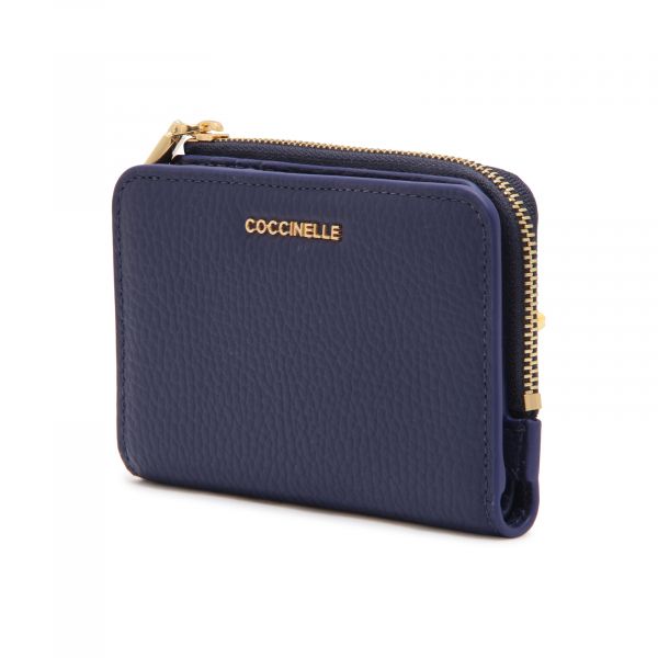 L8042 PORTAFOGLIO COCCINELLE METALLIC SOFT WOMAN WALLET BLUE 13x9CM