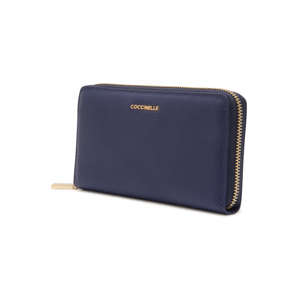 L8055 PORTAFOGLIO COCCINELLE METALLIC SOFT WOMAN WALLET BLUE 18x10CM