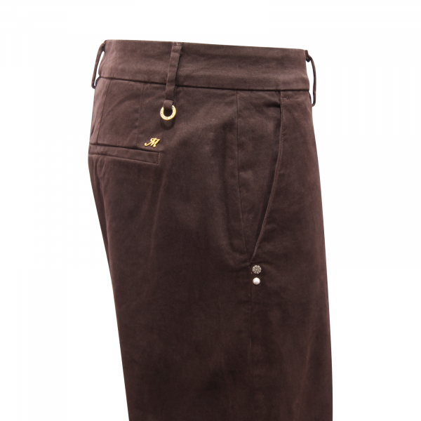 M4180 PANTALONE DONNA MASON'S WOMAN STRAIGHT TROUSERS BROWN