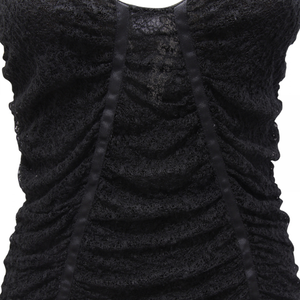 M5036 CANOTTA DONNA GAELLE WOMAN LACE TOP BLACK