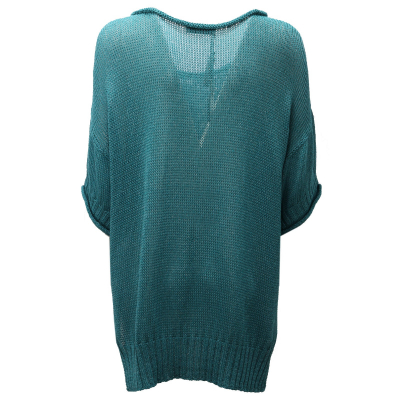 0078AE maxi maglia donna TWIN-SET blue petroleum sweater women
