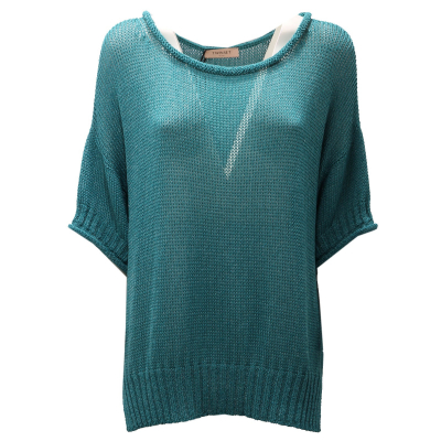 0078AE maxi maglia donna TWIN-SET blue petroleum sweater women
