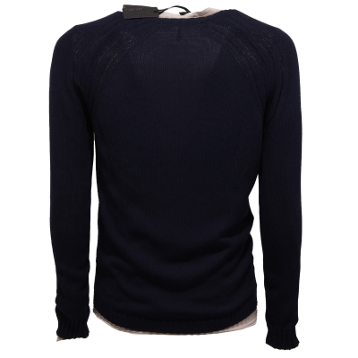 1131X maglione uomo MESSAGERIE blue/beige cotton sweater+t-shirt men