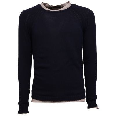 1131X maglione uomo MESSAGERIE blue/beige cotton sweater+t-shirt men