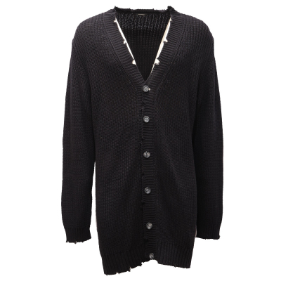 1606AG cardigan uomo IMPERIAL black cotton blend distressed sweater man