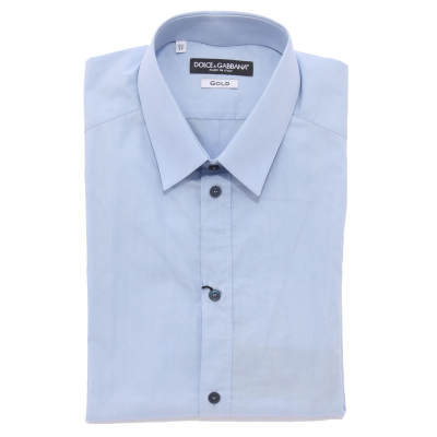 2138AF camicia uomo DOLCE GABBANA GOLD light blue shirt cotton man