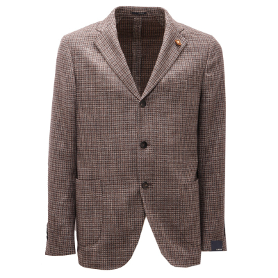 3081AF giacca uomo LARDINI brown/grey checked wool/cotton/linen jacket men