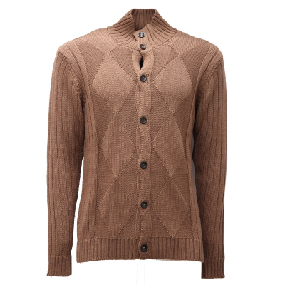 5208AF cardigan uomo OFFICINA36 light brown wool blend sweater man