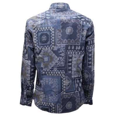 5515AI camicia uomo BASTONCINO man cotton shirt blue/green