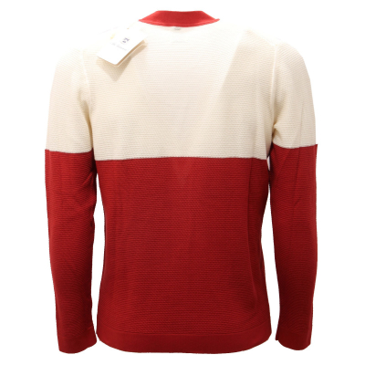 7152AC cardigan uomo MC LAUREN cotton red white v neck sweater men