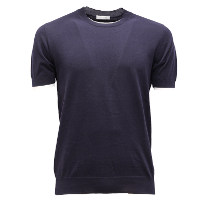 7411AG maglia uomo PAOLO PECORA blue/white cotton t-shirt man
