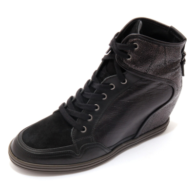 G4744 sneaker donna HOGAN REBEL H562 black grey metallic effect shoes woman