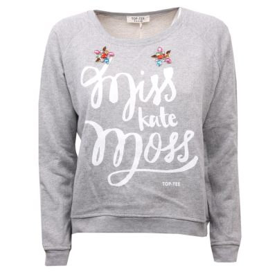 C4392 felpa donna TOP-TEE felpe grigio sweatshirt woman