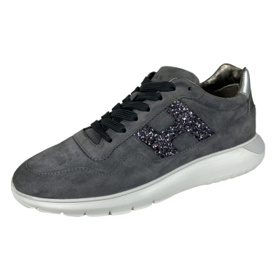 E76 sneakers donna HOGAN H371 INTERACTIVE3 grey glitter shoes women