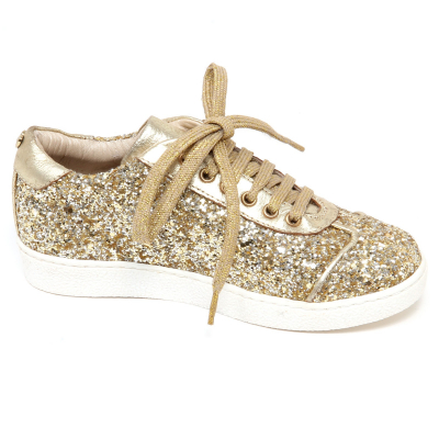 F4832 sneaker bimba girl gold TWIN SET scarpe soletta regolabile glitter shoe