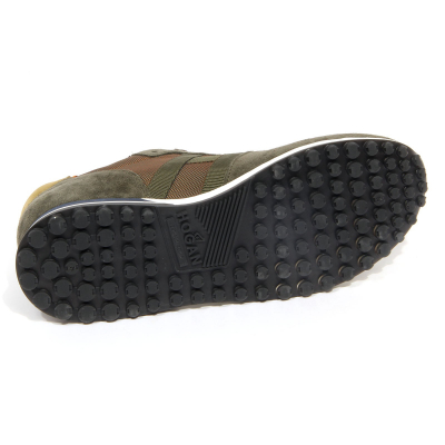 G2392 sneaker uomo HOGAN 383 green fabric suede shoe man