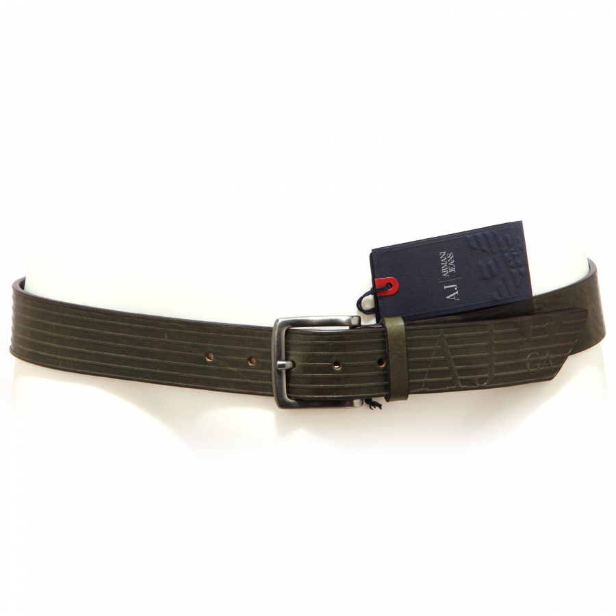 0017T cintura uomo ARMANI JEANS pelle verde WITHOUT BOX vintage