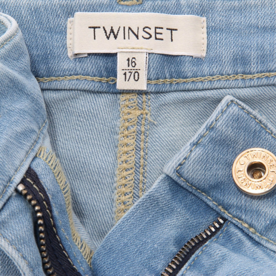 0060AH pantaloncini bimba TWIN SET light blue denim cotton shorts